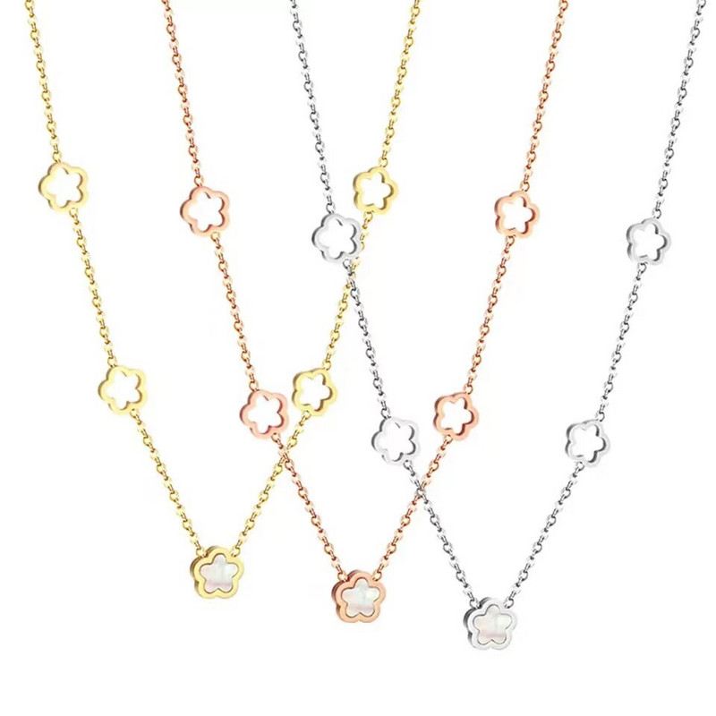 Valge Shelli lilledega kaelakee 2 tk. Naturaalse kestaga kullatud lingiga ripats, tüdrukute armas 2 tk ehtekomplekt