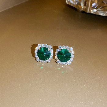 FYUAN Луксозни колиета Комплекти обеци Зелени кристални колиета Дамски сватби Булка Аксесоари за бижута