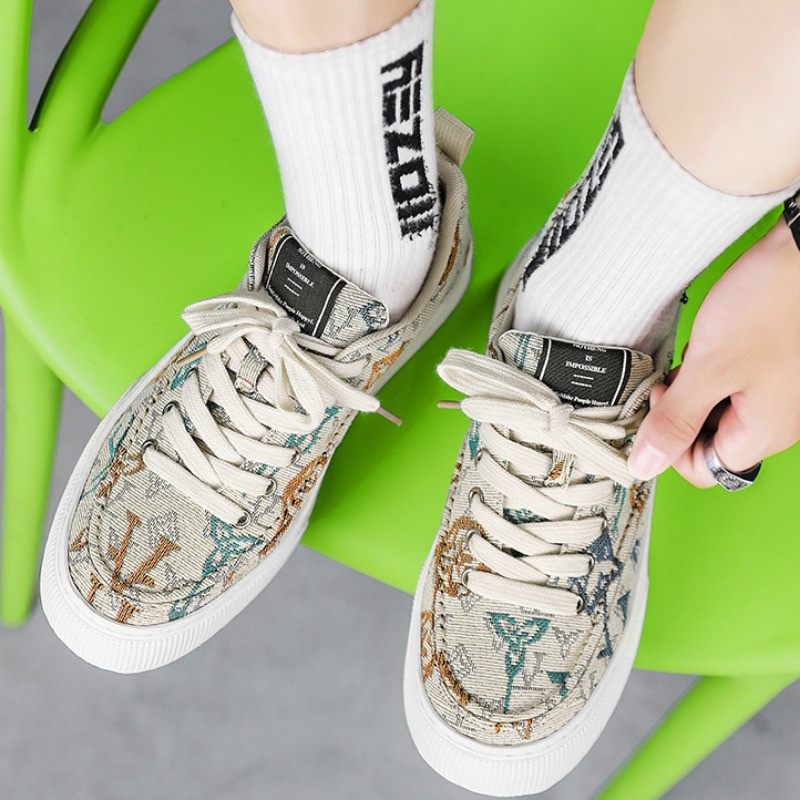 Ανδρικά παπούτσια 2024 Καλοκαιρινά παπούτσια σχεδιαστών μόδας Casual Παπούτσια Άγρια Υπαίθρια Παπούτσια για περπάτημα Αναπνεύσιμα πάνινα Flats Πλατφόρμα Αθλητικά παπούτσια με κορδόνια