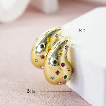 Πολυτελής μάρκα Inlay Πολύχρωμα κρυστάλλινα σκουλαρίκια με σταγόνα νερού για γυναίκες Charm Χρυσό χρώμα από ανοξείδωτο ατσάλι Εξαιρετικό δώρο κοσμήματος