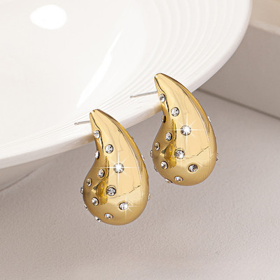 Πολυτελής μάρκα Inlay Πολύχρωμα κρυστάλλινα σκουλαρίκια με σταγόνα νερού για γυναίκες Charm Χρυσό χρώμα από ανοξείδωτο ατσάλι Εξαιρετικό δώρο κοσμήματος