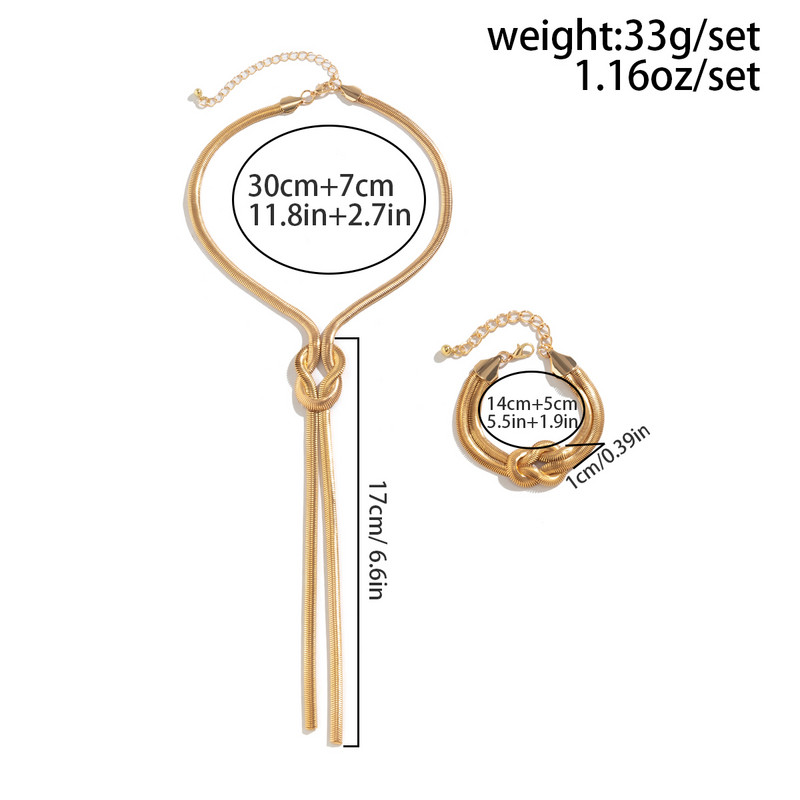 2Pcs/Set Seksi glatki dugi zmijski upleteni lanac Ogrlica Narukvica za žene Vintage Goth Ogrlica s resicama Y2K Dodaci za nakit Novo