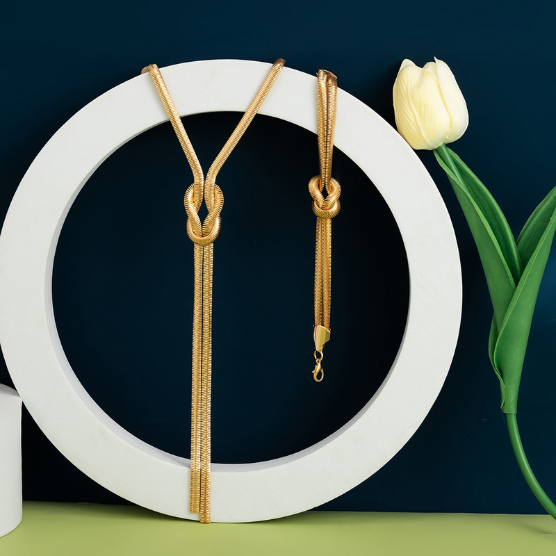 2Pcs/Set Seksi glatki dugi zmijski upleteni lanac Ogrlica Narukvica za žene Vintage Goth Ogrlica s resicama Y2K Dodaci za nakit Novo