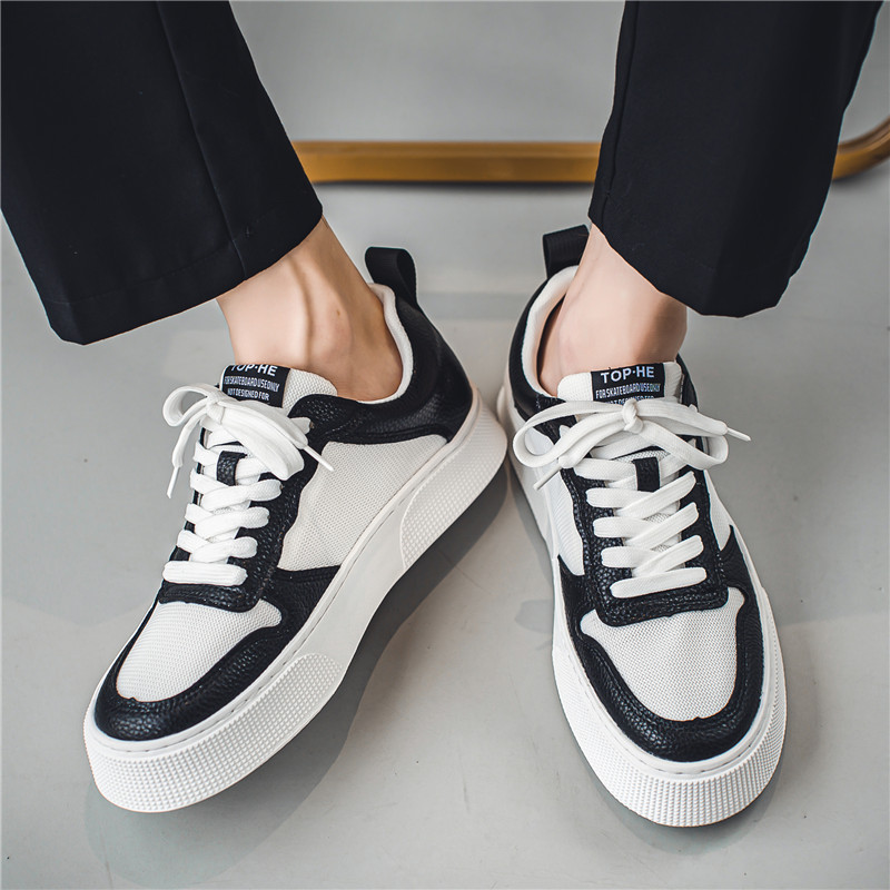 Vīriešu apavi Vasaras elpojoša sieta mīksta zole Mazi balti apavi Tendences pieaugums Sports Ikdienas galda apavi vīriešiem