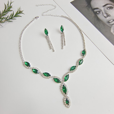 Moderns, zils ūdens lāses rhinestones sieviešu kaklarota ar sudraba krāsas inkrustētu cirkona pandent sievietēm, aksesuāri