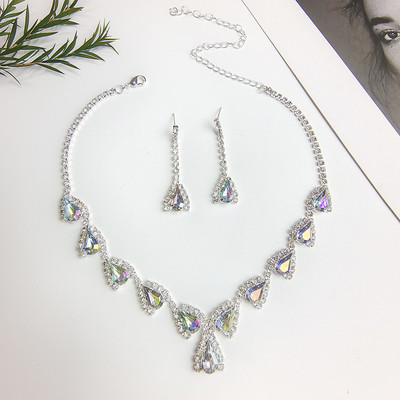 Moderns, zils ūdens lāses rhinestones sieviešu kaklarota ar sudraba krāsas inkrustētu cirkona pandent sievietēm, aksesuāri