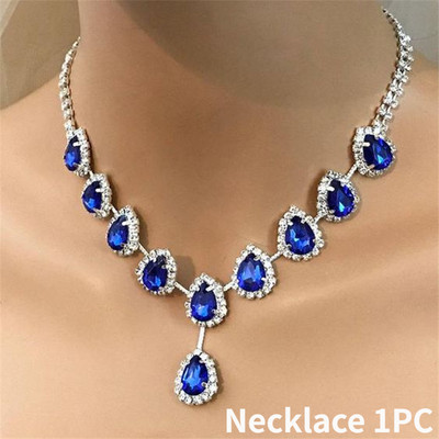 Moderns, zils ūdens lāses rhinestones sieviešu kaklarota ar sudraba krāsas inkrustētu cirkona pandent sievietēm, aksesuāri