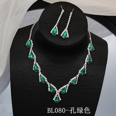 Moderns, zils ūdens lāses rhinestones sieviešu kaklarota ar sudraba krāsas inkrustētu cirkona pandent sievietēm, aksesuāri