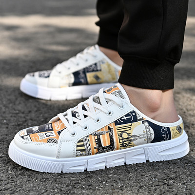 Valged tossud poistele Soodsad lamedad mugavad jalatsid Meeste vabaajalised, sügis-kevad 2024 mood