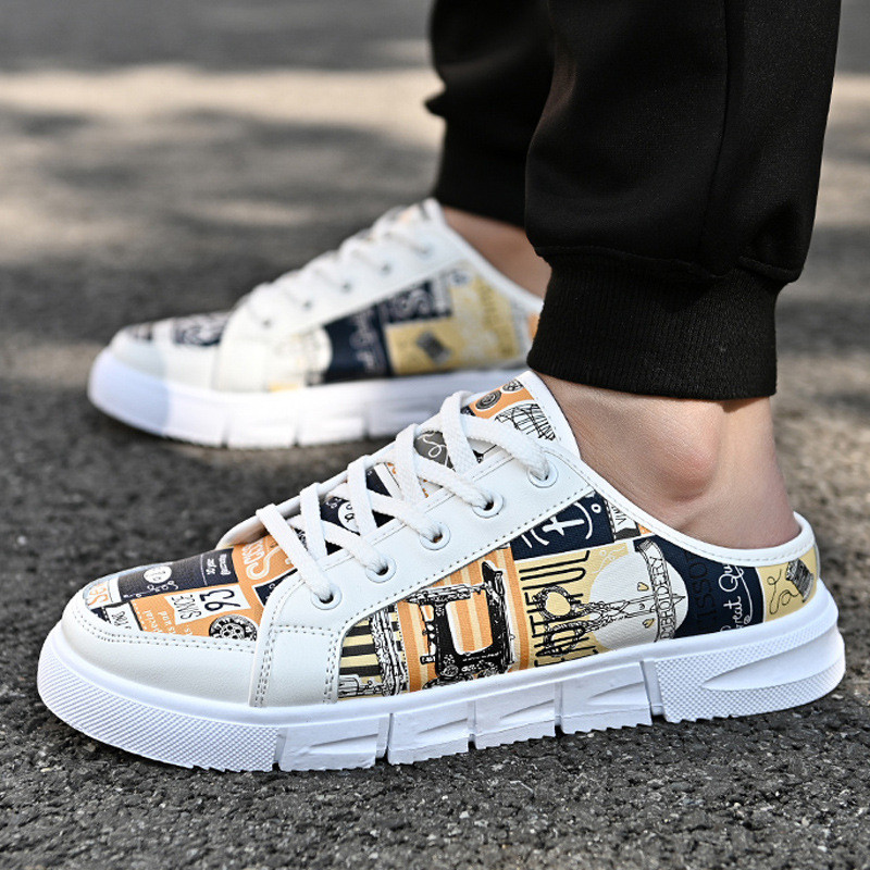 Valged tossud poistele Soodsad lamedad mugavad jalatsid Meeste vabaajalised, sügis-kevad 2024 mood