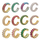 QMHJE 1 daļīgs ausu sprādze uz auskara aproces Rainbow CZ zelta sudraba krāsa auskaru rotaslietas Aretes bez caurduršanas zila, melna, caurspīdīga