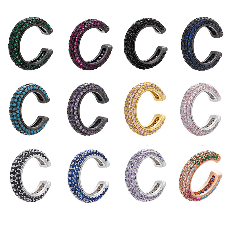 QMHJE 1 daļīgs ausu sprādze uz auskara aproces Rainbow CZ zelta sudraba krāsa auskaru rotaslietas Aretes bez caurduršanas zila, melna, caurspīdīga