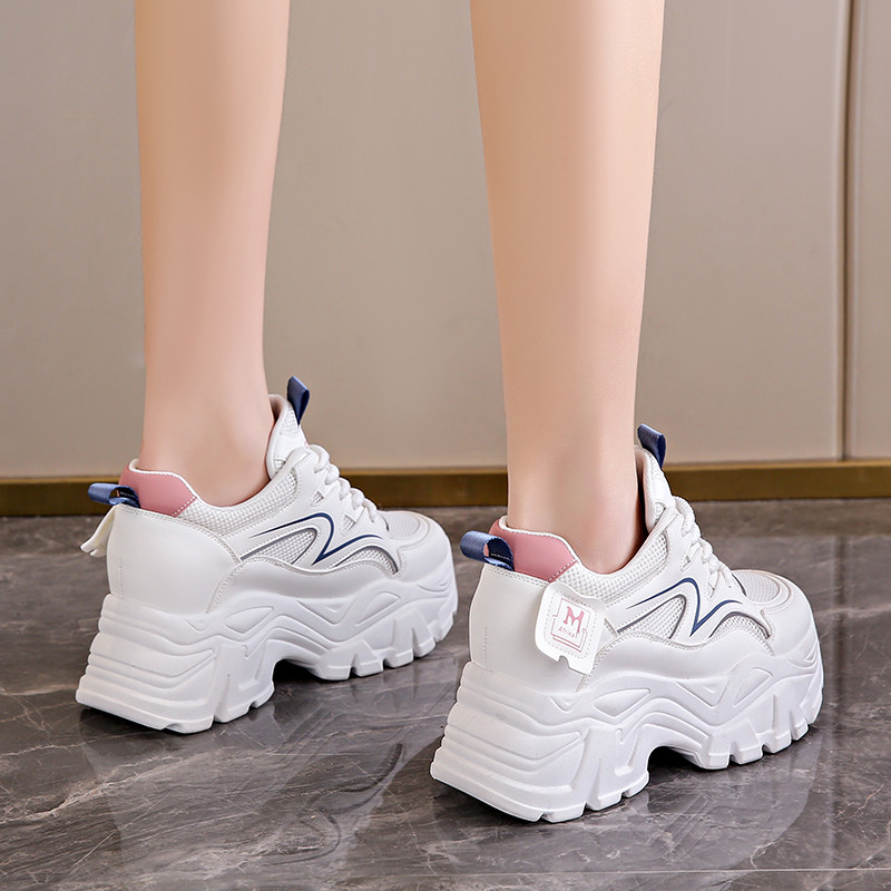 Γυναικεία πάνινα παπούτσια με πλατφόρμα με δίχτυ που αναπνέει, Γυναικεία παπούτσια με χοντρό πάτο βουλκανιζέ, γυναικεία παπούτσια με κορδόνια, καθημερινά γυναικεία παπούτσια