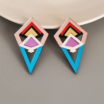 KUGUYS Винтидж геометрични обеци за жени Огледални акрилни бижута Ретро многоцветни модерни аксесоари