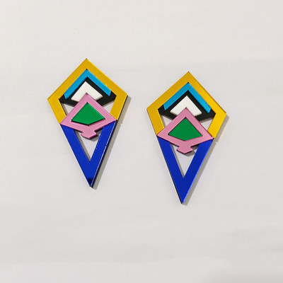 KUGUYS vintage ģeometriski auskari sievietēm spoguļa akrila rotaslietas retro daudzkrāsaini moderni aksesuāri