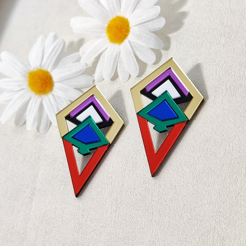 KUGUYS vintage ģeometriski auskari sievietēm spoguļa akrila rotaslietas retro daudzkrāsaini moderni aksesuāri