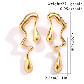 Нови креативни метални неправилни водни капки Обеци на шипове за жени Ретро златни геометрични дълги обеци Коледни подаръци