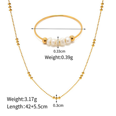 Nove minimalističke perle, lanac, ogrlica, dizajn kompleta prstena od nehrđajućeg čelika, vodootporan, kreativni setovi nakita za odmor