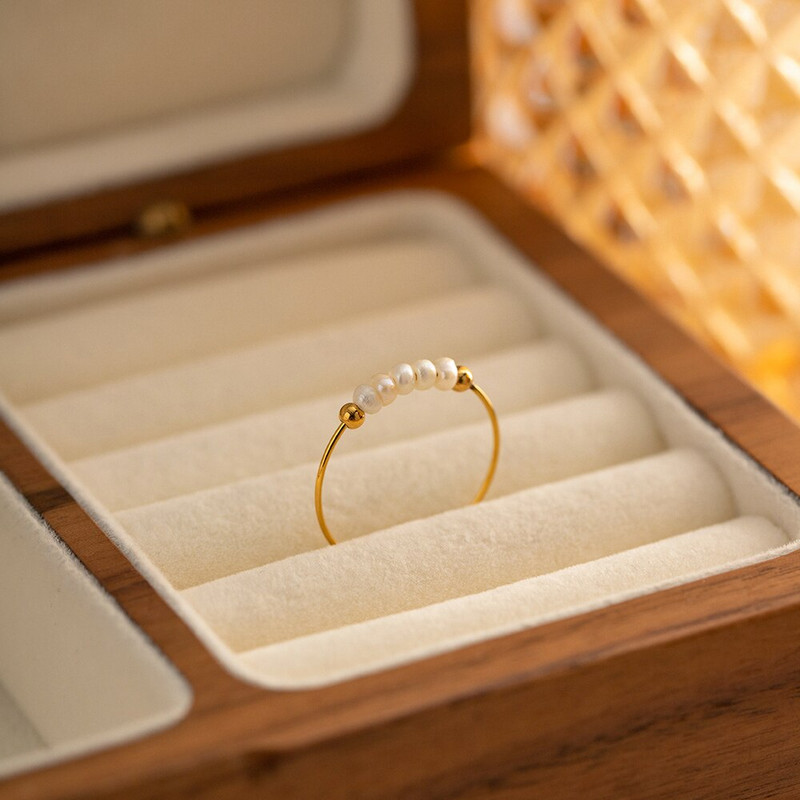 Nove minimalističke perle, lanac, ogrlica, dizajn kompleta prstena od nehrđajućeg čelika, vodootporan, kreativni setovi nakita za odmor