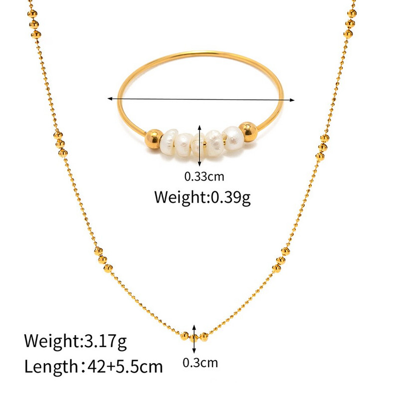 Nove minimalističke perle, lanac, ogrlica, dizajn kompleta prstena od nehrđajućeg čelika, vodootporan, kreativni setovi nakita za odmor