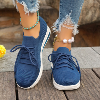 2024. gada sieviešu sieta elpojošie ikdienas sporta apavi Jauni modes krusta mežģīņu sporta apavi ar biezu zoli sievietēm Liela izmēra Zapatos De Mujer