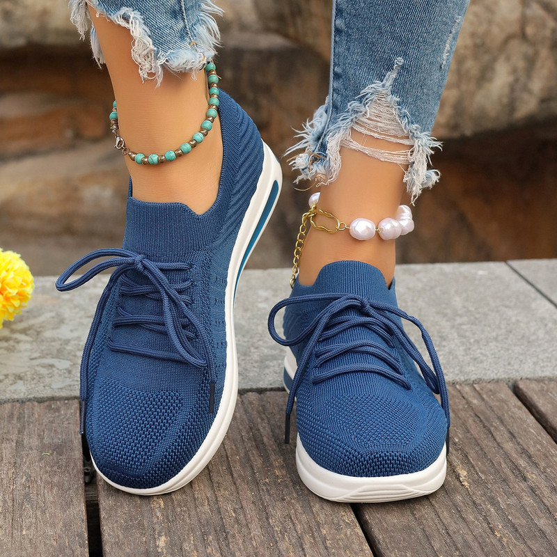 2024. gada sieviešu sieta elpojošie ikdienas sporta apavi Jauni modes krusta mežģīņu sporta apavi ar biezu zoli sievietēm Liela izmēra Zapatos De Mujer