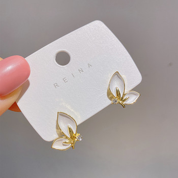 Нови модни емайлирани обеци с пеперуди Дамска личност Красиви кристални пеперуди със златна рамка Обеци Бижута Подарък