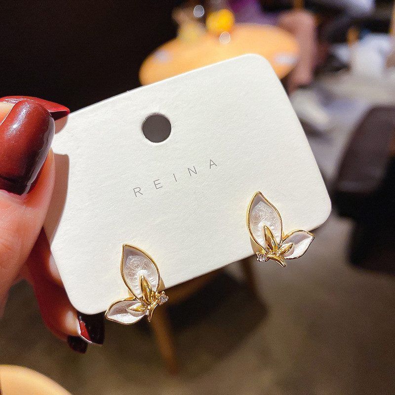 Uus moodne emailiga liblikad kõrvarõngad, naiste isikupära, kaunid kuldsed ääristega kristallist liblikad kõrvarõngad, ehted, kingitus