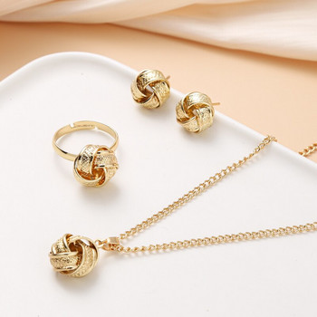 Комплекти бижута с форма на топка със златист цвят Медни модни модни стилови регулируеми верижни пръстени Колие за жени на парти сватба