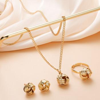 Комплекти бижута с форма на топка със златист цвят Медни модни модни стилови регулируеми верижни пръстени Колие за жени на парти сватба