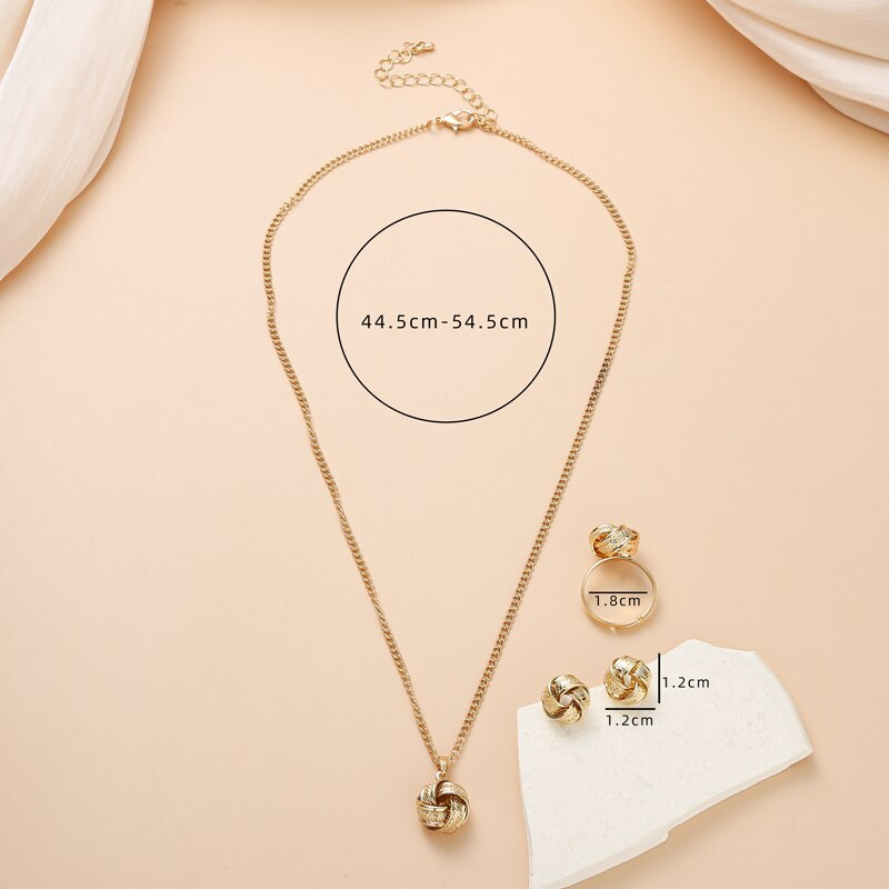 Kullavärvi pallikujulised ehtekomplektid, vask, trendikas moe stiil, reguleeritavad ketisõrmused kaelakee naisele pulmapeol