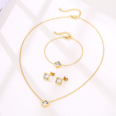 Ελαφρύ πολυτελές κομψό μενταγιόν γοητείας αλυσίδας κορεατικής μόδας για γυναίκες σετ κοσμημάτων από ανοξείδωτο ατσάλι