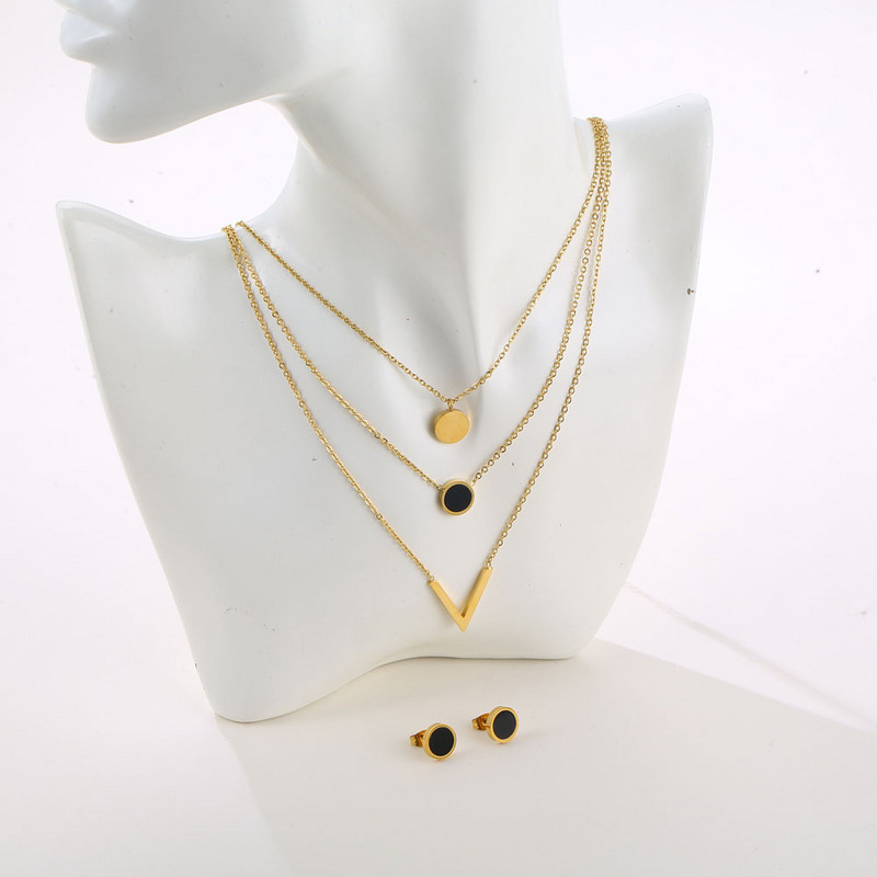 Ελαφρύ πολυτελές κομψό μενταγιόν γοητείας αλυσίδας κορεατικής μόδας για γυναίκες σετ κοσμημάτων από ανοξείδωτο ατσάλι