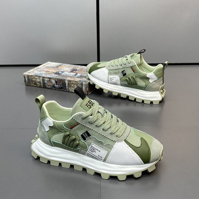 Meeste tossud, jooksujalatsid, vabaaja, hingav, nahk, võrk, kõrgus, platvorm, moodsad meeste spordijalatsid