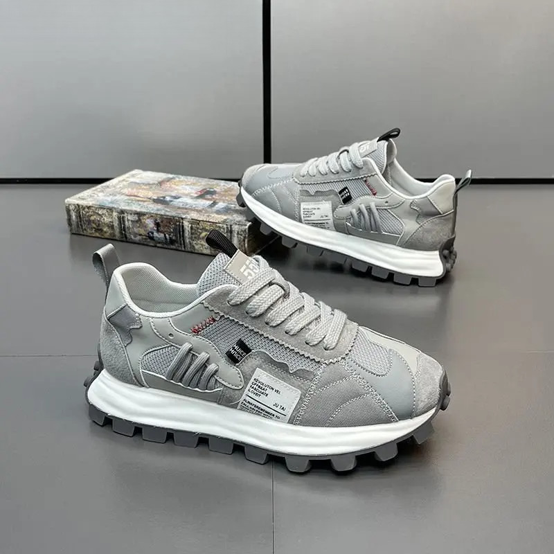 Meeste tossud, jooksujalatsid, vabaaja, hingav, nahk, võrk, kõrgus, platvorm, moodsad meeste spordijalatsid