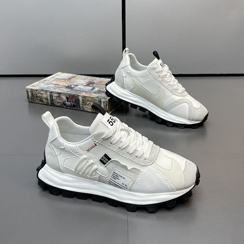 Meeste tossud, jooksujalatsid, vabaaja, hingav, nahk, võrk, kõrgus, platvorm, moodsad meeste spordijalatsid