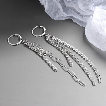 CIAXY Сребърни цветни асиметрични дълги обеци за жени Темперамент Пискюл Верижка за ухо Катарами за уши Модни индийски бижута Подарък