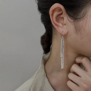 CIAXY Ασημί χρώμα Ασύμμετρα μακριά σκουλαρίκια για γυναίκες ιδιοσυγκρασία Φούντα αλυσίδα αυτιών πόρπες αυτιών μόδα Ινδικό κοσμημα δώρο