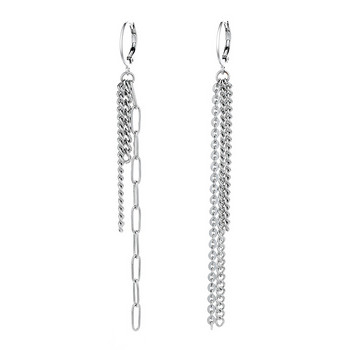 CIAXY Сребърни цветни асиметрични дълги обеци за жени Темперамент Пискюл Верижка за ухо Катарами за уши Модни индийски бижута Подарък