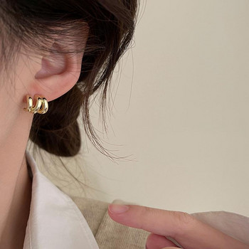 Golden Stud Earrings Korean Geometry Metal απλά σκουλαρίκια για γυναίκες Γυναικεία ρετρό σκουλαρίκια piercing 2023 Trend Fashion Jewelry