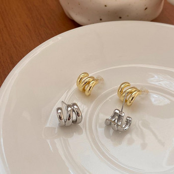 Golden Stud Earrings Korean Geometry Metal απλά σκουλαρίκια για γυναίκες Γυναικεία ρετρό σκουλαρίκια piercing 2023 Trend Fashion Jewelry
