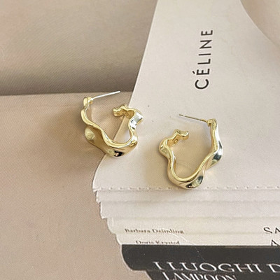 Zelta auskari Korejas ģeometrijas metāla vienkārši auskari sievietēm Sieviešu retro pīrsinga auskari 2023 Trend Fashion Jewelry