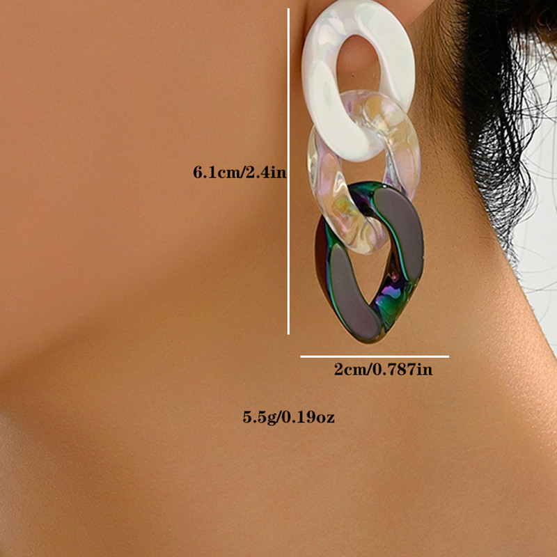 2024 Punk Chunky Link Chain kontrastvärvi kõrvarõngad ja kaelakee komplekt naistele akrüül Paks Choker vintage ehtekomplekt kingitus