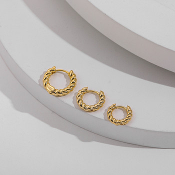 Νέα μοντέρνα στριμμένα σκουλαρίκια με μικρό κρίκο για γυναίκες Μόδα χρυσό χρώμα Μεταλλικός κύκλος Μικροσκοπικά κρίκους Huggie Ear Buckle Jewelry 2023