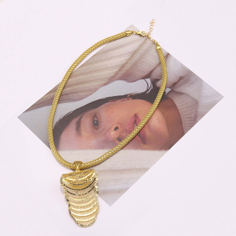 Zelta krāsa ģeometrija doba dizaina kuloni kaklarota šarms auskaru rotaslietu komplekts Dubai Āfrikas etiopieši kāzu ballītes dāvanas