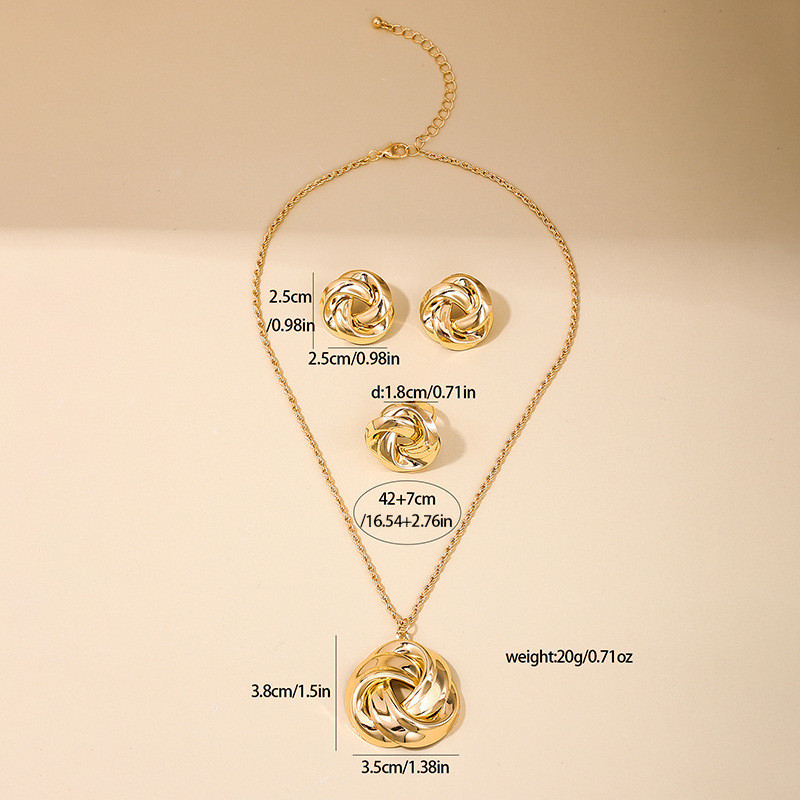 Moodsad ehete komplektid naistele Liialdatud CCB Smooth Twist kaelakee sõrmus kõrvarõngad kingitus puhkuseks OL DS003