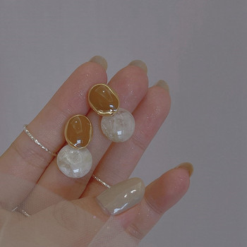 Νέα πανκ χρυσά μεταλλικά σκουλαρίκια με κρίκο από λευκό σμάλτο για γυναίκες κορίτσια Fashion Drop Brincos Ear Accessories