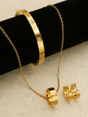 Μοντέρνο σετ αγάπης 4 τμχ από ανοξείδωτο ατσάλι για γυναίκες Ανδρικά σκουλαρίκια κολιέ σετ δαχτυλιδιών πολυτελείας επώνυμα βραχιόλια σετ κοσμημάτων γάμου