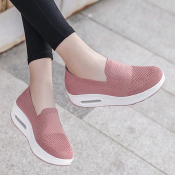 2024 дамски пролетни нови модни едноцветни плитки маратонки с приплъзване Ежедневни дишащи неплъзгащи се дамски вулканизирани обувки с дебела подметка