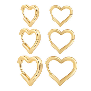 12/14/16 χιλιοστά Fashion Smooth Gold Χρώμα Love Heart Hoop Σκουλαρίκια Simple Cute Heart Circle Σκουλαρίκι Piercing Πόρπη Statement Κοσμήματα
